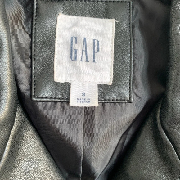 Gap Vegan Leather Motorcycle Black Jacket Women’s Size Small - Picture 11 of 12
